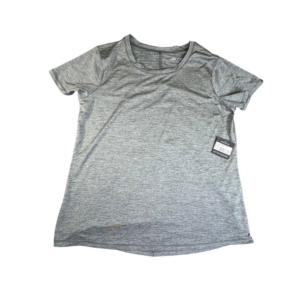 Eddie Bauer Shirt Womens Large Gray WR Resolution SS Tee Crewneck Stretch Active